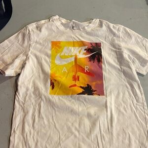 Nike White Tee with Sunset Graphic